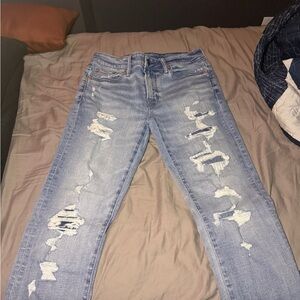 American Eagle Outfitters Light Blue Distressed Skinny Jeans